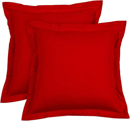Euro Sham Covers 28x28 Set of 2 Red 600 Thread Count 100% Egyptian Cotton Pack of 2 Euro 28x28 Pillow Covers Cushion Cover Cases Soft Skin Friendly European Size Decorative Square Pillow Shams