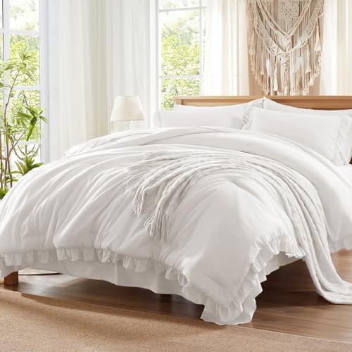 Anluoer Twin Comforter Set 5 Piece,Ruffle Bed in a Bag Twin Bedding Sets