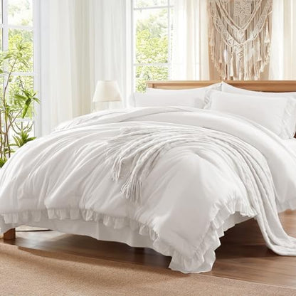 Anluoer Twin Comforter Set 5 Piece,Ruffle Bed in a Bag Twin Bedding Sets