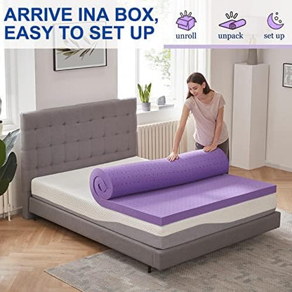 SINWEEK 4 Inch Gel Memory Foam Mattress Topper, Queen Size