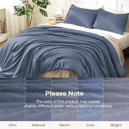 Litanika Slate Blue Super King Comforter Set, 3 Pcs Lightweight Bedding Set