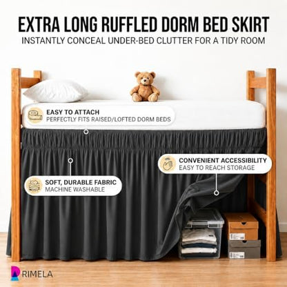 Dorm Room Bed Skirt Twin XL 42" Drop, College Split Corner Bedskirt, Grey