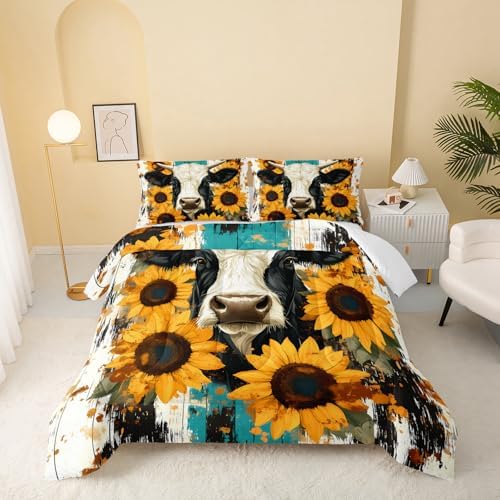QOOMO Cow Kids Comforter Set Full Size