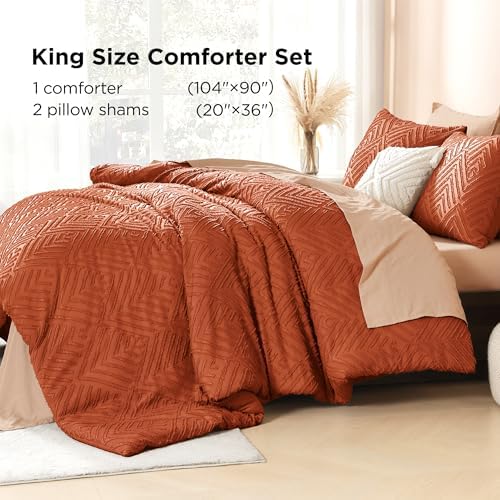 Litanika King Size Comforter Set, 3 Pieces Tufted Boho Bedding Set