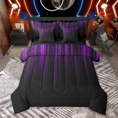 Feelyou Neon Purple Comforter Set with Sheets 7 Piece Full Size