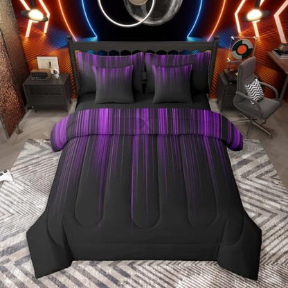 Feelyou Neon Purple Comforter Set with Sheets 7 Piece Full Size