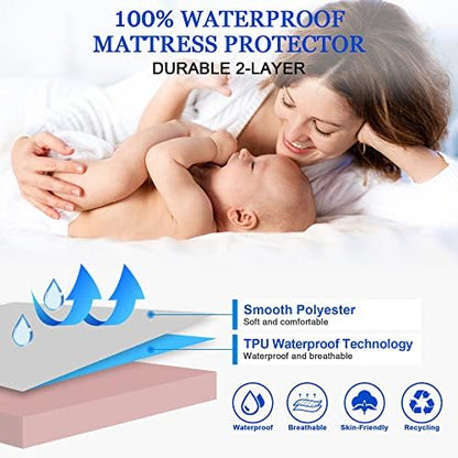 Sufdari Twin XL Mattress Protector,Waterproof Mattress Protector,Fitted Sheet Style Mattress Cover with 18" Deep Pocket,Washable and Comfortable-Pink,Twin XL