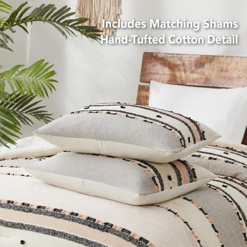 Hyde Lane Queen Comforter Set, Boho Tufted 3-Piece Bedding Sets, Desert