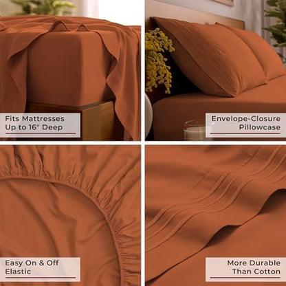 Mellanni Iconic 3-Piece, Ultra Soft Sheet Set (Twin XL, Terracotta)