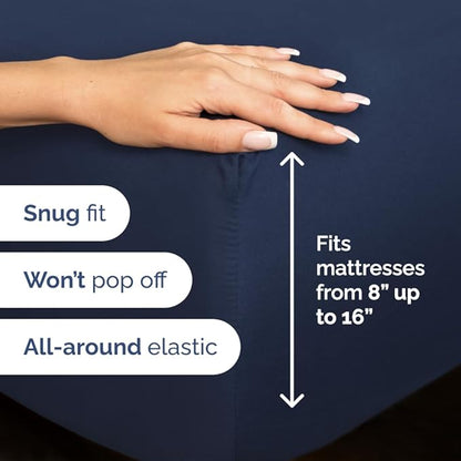 Bulk Case Pack of 12 Sheet Sets - (12) Complete King Size Sheet Sets w/ Deep Pockets - Wholesale Bulk Bedding for Hotels, Spas & Airbnbs - Breathable, Cooling, Soft & Wrinkle Free - (King, Navy Blue)