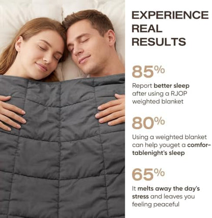 RJOP Cooling Weighted Blanket for Adults (15lbs, 60"x80") Heavy Blanket with Premium Glass, Queen Size Perfect for 190-210 lbs, Soft Breathable, Dark Grey