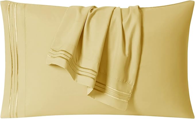 Clara Clark Bed Sheets, Premier 1800 Series 4 Piece Bed Sheet Set, Deep Pocket, Wrinkle, Fade, Stain Resistant, Luxury Soft Bedding Sheets & Pillowcases, Full, Custard Mellow