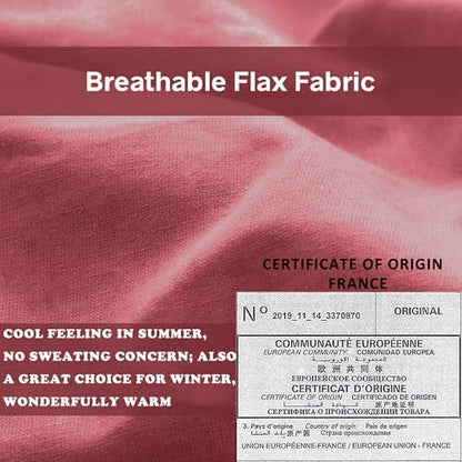 Simple&Opulence 100% French Linen Euro Shams with Embroidery (26'' x 26'') - Pack of 2 - Pre Washed Solid Color Natural Flax Soft Breathable - Coral Red