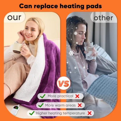 greenoak Heated Blanket Electric Throw Heating 50"X60",Gifts for Women