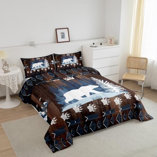 Feelyou Bear Cabin Wildlife Comforter Set King Size Boys Bedding
