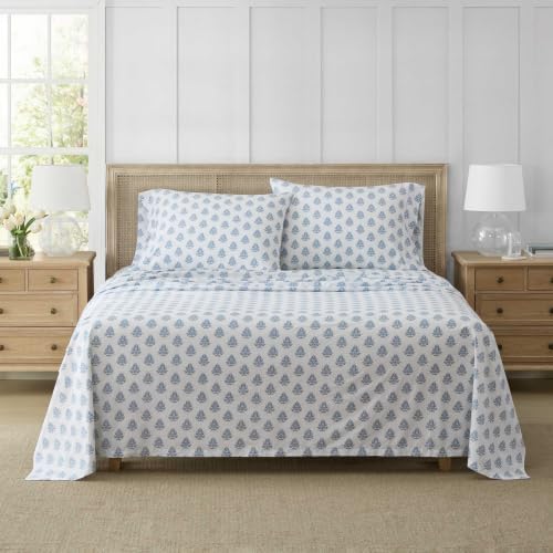 Martha Stewart - Cotton Percale Full Sheet Set with Pillowcases