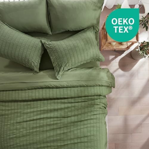Full Size Comforter Sets 7 Piece, Olive Green Bed in a Bag Full Bedding Set