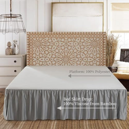 Bed Skirt Queen Size Ruffled Bed Skirt with Split Corners, 18 Inch Drop