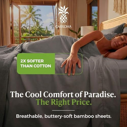 Cariloha Aloha Soft 3-Piece Sheet Set | Shade Gray | Twin | Made from 100% Viscose derived from Bamboo | Introductory Sheet Line