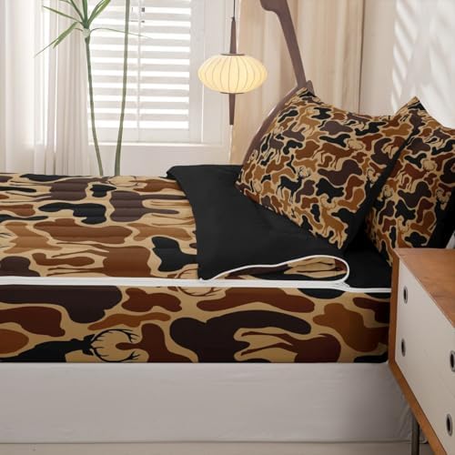Feelyou Camo Deer Hunting Comforter Set Queen Size Girls Boys Bed in a Bag