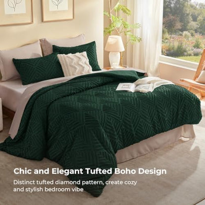 Litanika Queen Size Comforter Set, 3 Pieces Tufted Boho Bedding Set