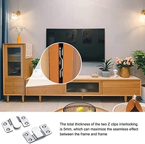 Flush Mount Bracket, Headboard Wall Mounting Brackets-56 x 30mm Interlocking Hanging Bracket, Mounting Hardware for Picture Hanging and Sectional Couch Connectors (4 Pairs)