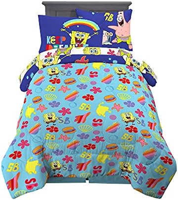 Franco Kids Bedding Super Soft Comforter and Sheet Set with Sham, 5 Piece Twin Size, Spongebob Squarepants