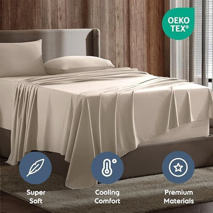 Nestl Full XL Sheet Set - Bed Sheets - Beige Cream - 4-Piece Deep Pocket