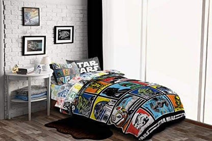 Star Wars Twin Comforter Set 4 Piece Soft Bedding for Boys, Multi