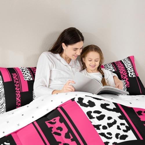 Feelyou Animal Print Leopard Zebra Comforter Set Queen Size Kids Boys