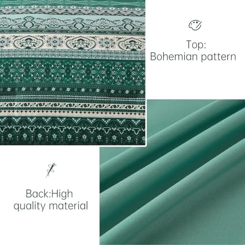 Cottolester Boho Comforter Set Full Size,Teal Green Striped Bed in a Bag