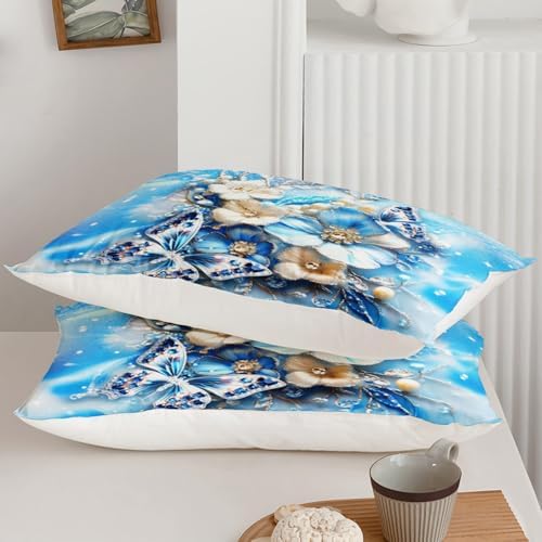 QOOMO Blue Butterfly Kids Comforter Set Full Size