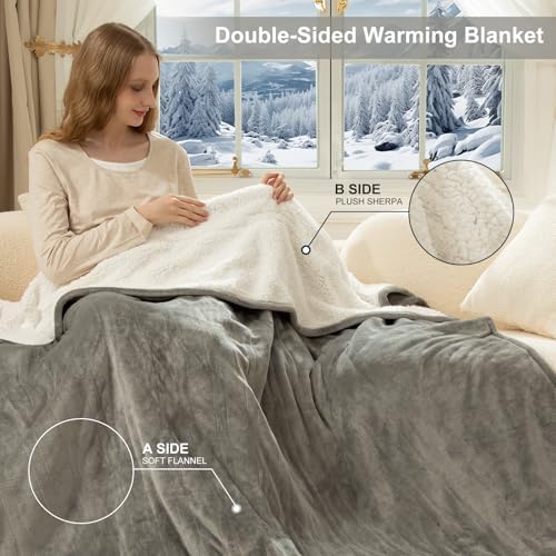 Heated Blanket Queen Size Dual Control Electric Blanket Queen, Grey