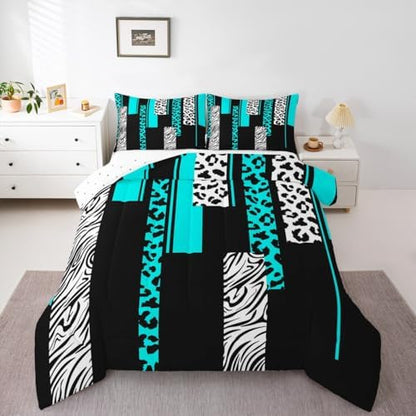 Feelyou Animal Print Leopard Zebra Comforter Set King Size Kids Boys