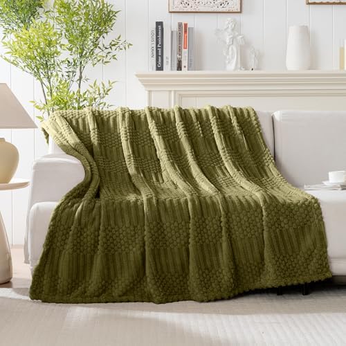 90x104 Inch Green King Size Blanket - Soft & Fluffy Fleece, Neutral Tan Color, Cute & Aesthetic, Perfect for Sofa, Couch, Bed, Living Room & Bedroom, All-Season Use, Plush & Cozy Decorative Blanket