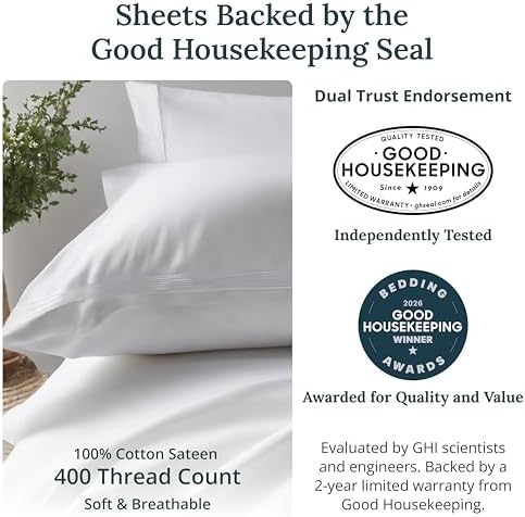 California Design Den Soft 100% Cotton Sateen Full Bed Sheets Sets, 6 Pack