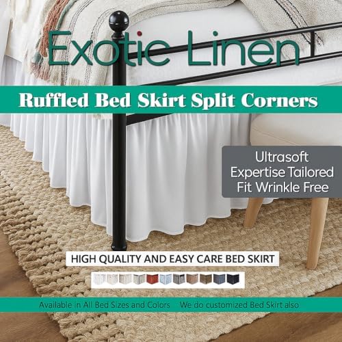 Ruffled Bed Skirt Split Corners with Platform, Tailored Fit Hotel Quality Wrinkle Free Ultra-Soft Microfiber Dust Ruffle, Upto 18 Inch Drop, Twin XL, Sky Blue