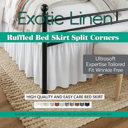 Ruffled Bed Skirt Split Corners with Platform, Tailored Fit Hotel Quality Wrinkle Free Ultra-Soft Microfiber Dust Ruffle, Upto 16 Inch Drop, Full XL, Sage