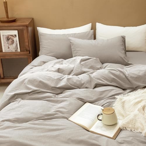 FOSSA Duvet Cover Set 100% Washed Cotton Linen Feel California King