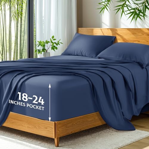 SONORO KATE 100% Viscose Derived from Bamboo_Sheets, Extra Deep Pocket,4PC