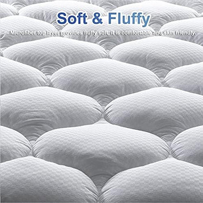 MATBEBY California King Mattress Pad - Cooling Breathable Mattress Topper, Quilted Fitted Mattress Protector, Pillow Top Mattress Cover with 8-21" Deep Pocket, Soft, Machine Washable, White, Cal King