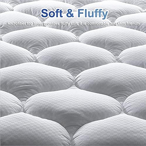 MATBEBY Queen Size Mattress Pad - Cooling Breathable Mattress Topper, Quilted Fitted Mattress Protector, Pillow Top Mattress Cover with 8-21" Deep Pocket, Soft, Machine Washable, White, 60x80 Inches