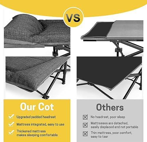 ATORPOK Folding Camping Cot for Adults with Cushion and Pillow