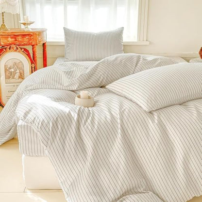 NSNLGSGC Black & White Striped Duvet Cover Set, Queen