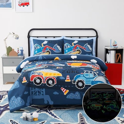 Twin Bedding Sets for Boys - 5 Pieces Truck Bedding Twin Comforter Set