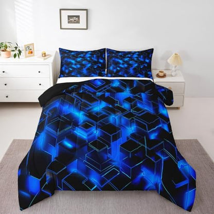 Feelyou Honeycomb Hexagonal Comforter Set Full Size Kids Boys Girls Bedding