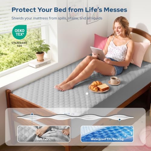 BEDLORE 2 Pack Waterproof Mattress Protector, Twin XL Size Mattress Pad