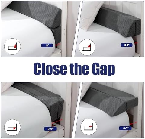 HOMBYS Wedge Pillow Headboard for Bed Gap,Foldable Bed Wedge Gap Filler Queen Size,Matterss Gap Filler,Multi Functional Bed Crack Pillow, Fill The Gap (0-7") Between Your Headboard and Mattress,Grey