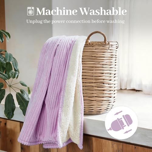 Texciting Heated Blanket Queen Size,Electric Blanket,ETL Certified,Purple