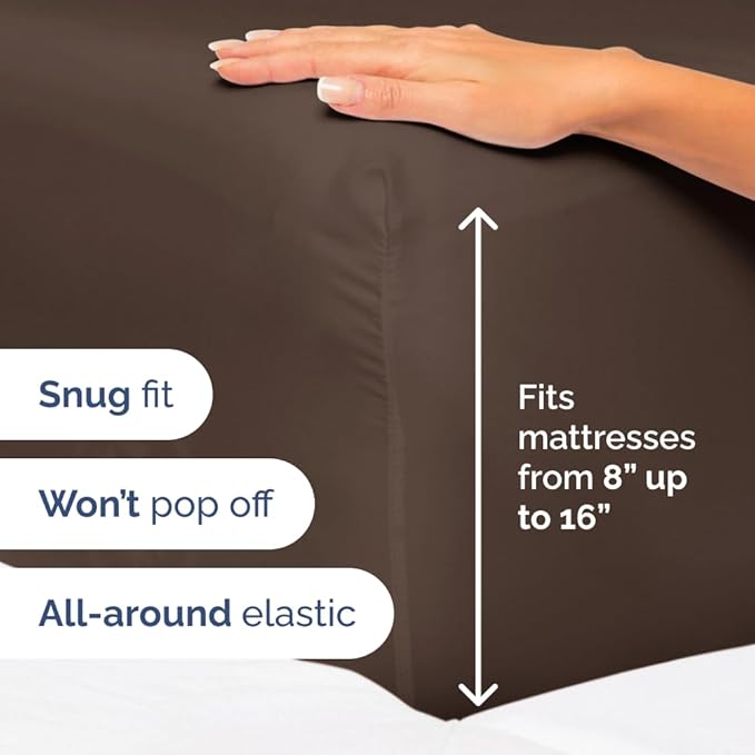 Full XL Bed Sheet - 4 Piece Full XL Bed Sheets Set - Soft, Breathable & Cooling - Hotel Luxury Bedding for Women, Men, Kids, Teens, Boys & Girls - Deep Pockets, Comfy, Fade and Wrinkle Free - Brown